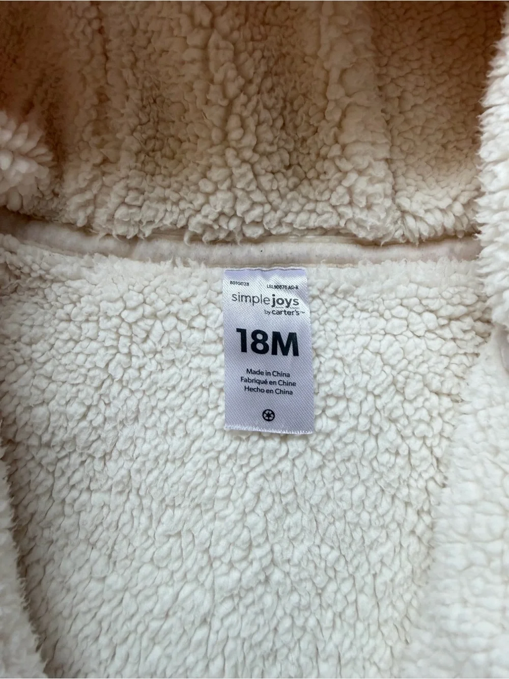Carter’s Baby Girl Pink Sherpa Hoodie with Ears 18M